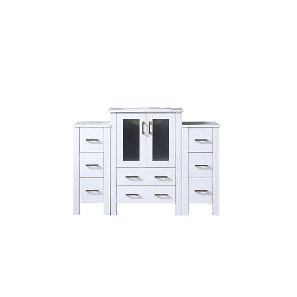 English Elm Volez 48" White Single Bath Vanity with Side Cabinets, Solid Wood, Soft-Close Drawers, Ceramic Top B2731P337014