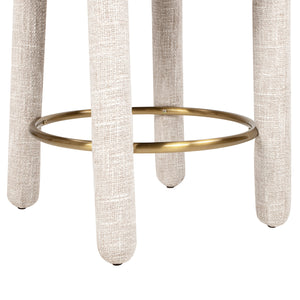 English Elm Jennifer Taylor Home - Penny Fully Upholstered 26.5" Counter Stool Set of 2 in Travertine Beige Chenille with Brass Ring Footrest B2719P360149