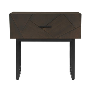English Elm Marquis Oak Wood Single Drawer Nightstand with Black Metal Legs for Modern Bedroom B2736P464850