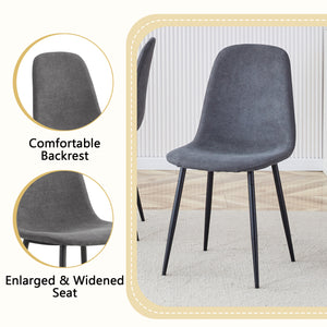 English Elm Expandable Walnut Dining Set with Four Linen Chairs Seats Six in Modern Style Black,Dark Gray,Walnut,Wood W1151S04672