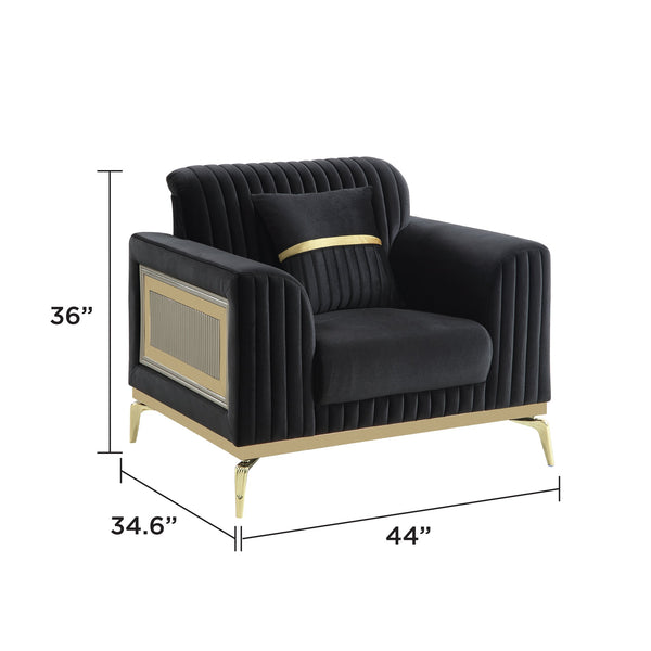English Elm Antigua Glam Accent Chair with Bold Gold Trim and Plush Foam Seating for Modern Spaces Black+Gold B009P417484