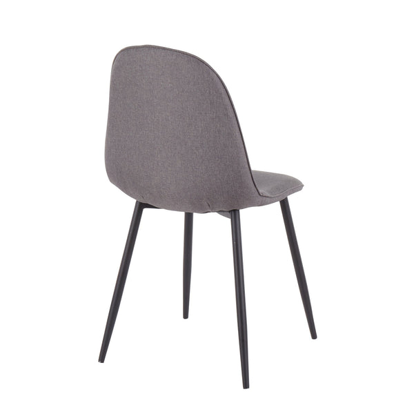 English Elm Contemporary Steel Frame Dining Accent Chair Set Upholstered in Charcoal Fabric B202P223630