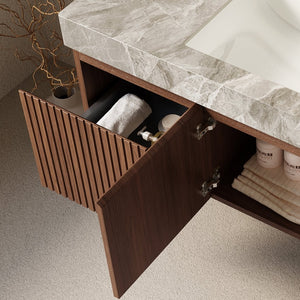 English Elm 48" Muri Oak Woodgrain Plywood Bathroom Vanity Cabinet with Soft Close Doors W2615P279391