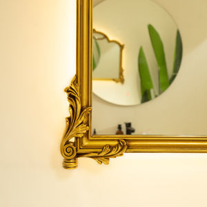 English Elm 35'' VITI Mirror Baroque Revival with Ornate Gold PU Frame, Backlit LED, Elegant Bathroom Accent W2615P346494