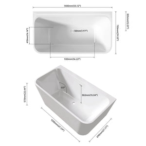 English Elm 55" Freestanding Acrylic Soaking Tub Rectangular Gloss White Spa Bath for Master T3785P380642