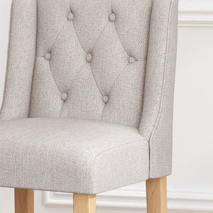 English Elm Christopher Knight Home® - Vienna Tufted Wingback Counter Stools Set of 2 — Elegant Fabric Seating, Button-Tufted Comfort, Durable Rubberwood Frame Light Grey+Natural 64853.00LGRY