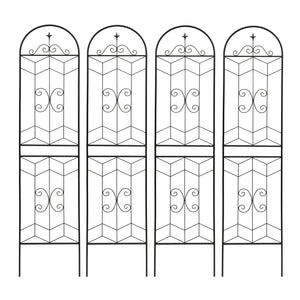 English Elm 4 Pack Powder-coated Metal Garden Trellis Panels Rustproof Climbing Plant Support Outdoor W1586P268071