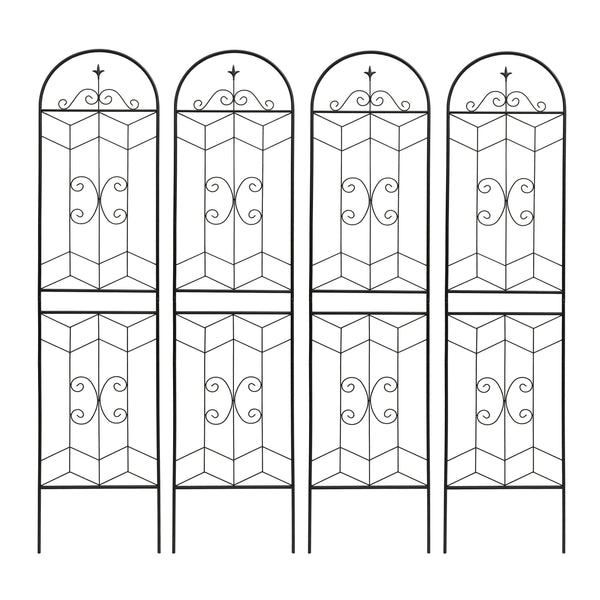 English Elm 4 Pack Powder-coated Metal Garden Trellis Panels Rustproof Climbing Plant Support Outdoor W1586P268071