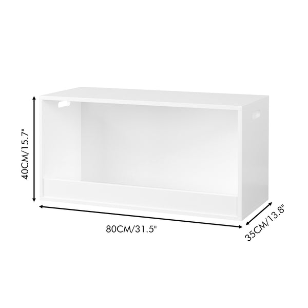English Elm Open Toy Storage Box for Kids White Wooden Organizer Bin - Open Front Plush & Book Holder, Modern Playroom Solution W808P298013