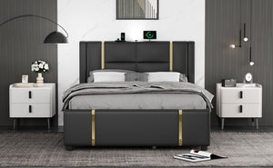 English Elm Nightstands with Marble-Pattern Top and Raised Guard, 2-Drawer Modern Bedside Tables for Storage Elegance White 23.4 L x 18.5 W x 9.06 H N733S332142K