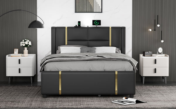 English Elm Nightstands with Marble-Pattern Top and Raised Guard, 2-Drawer Modern Bedside Tables for Storage Elegance White 23.4 L x 18.5 W x 9.06 H N733S332142K