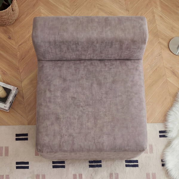 English Elm Cube Velvet Lounge Chair Dense Foam Compact Seat for Bedroom or Studio Apartment W3670P355790