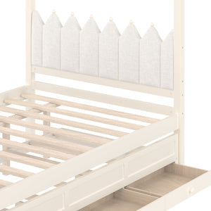 English Elm Full Bunk Bed with Trundle Bookshelf Storage Pine Frame Car Design for Kids W1580S00317