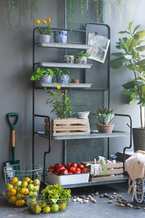 English Elm 36x18.5x70" Industrial Iron Tiered Shelf with Magnetic Board for Kitchen or Patio W2078P499968