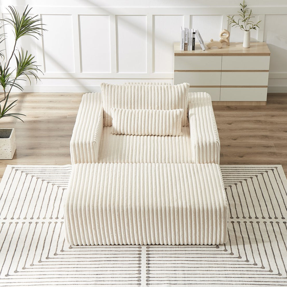 English Elm 75-Inch Corduroy Sponge Lounge Chair With Removable Footrest – Stylish, Comfortable, No Assembly Needed! W834P206099