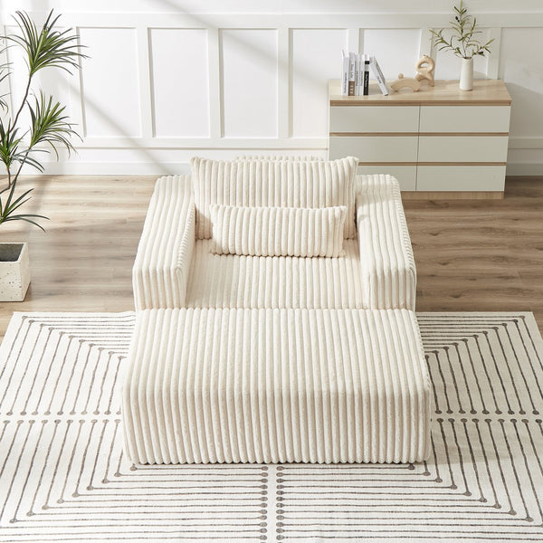 English Elm 75-Inch Corduroy Sponge Lounge Chair With Removable Footrest – Stylish, Comfortable, No Assembly Needed! W834P206099