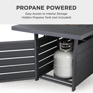 English Elm 54.3 Inch Aluminum Rectangular Propane Fire Table with Convertible Lid for Patio Dark Gray B082S00071