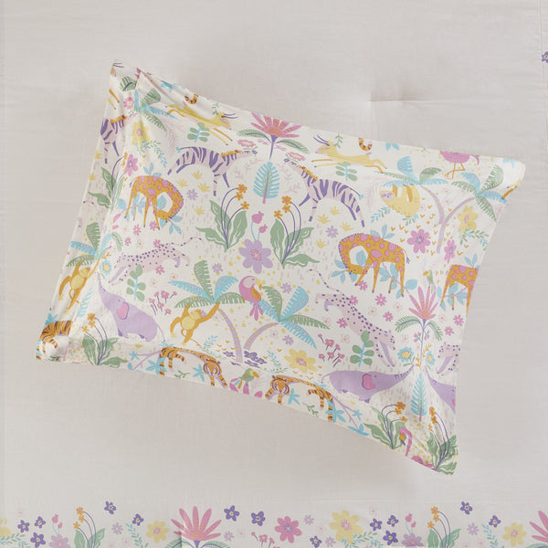 English Elm 4 Pcs Floral Reversible Cotton Comforter Set For Full/Queen With Stylish Throw Pillow - Purple Elegance B035P319909