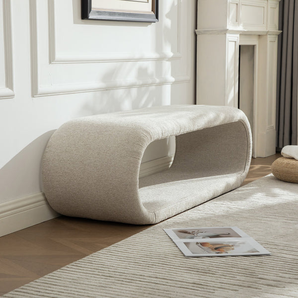 English Elm 52.17"wide Chenille Upholstered Storage Bench Soft Foam Seat Iron Wood Frame Entryway Wheat W3189P425449