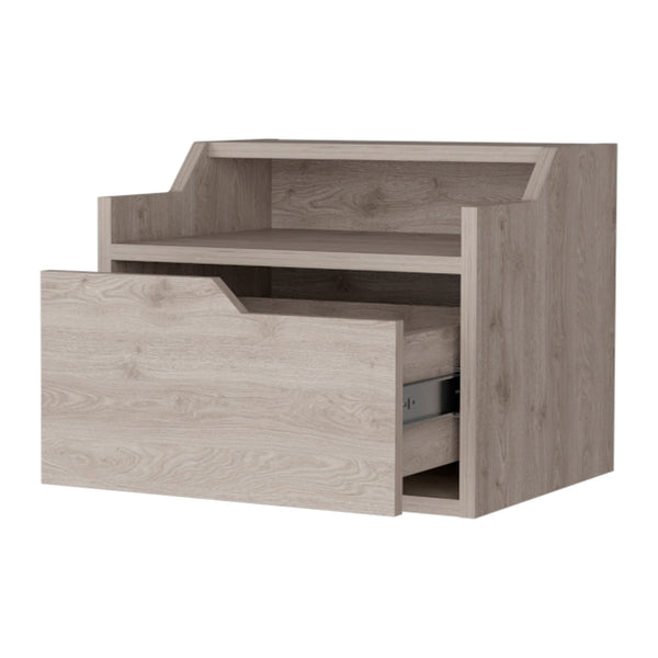 English Elm Florence Wall-Mounted Floating Nightstand with Drawer, Dual Shelves, Modern Storage in 5 Finishes B128P148916
