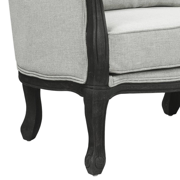 English Elm Samael Gray Linen Sofa with Dark Brown Wood Finish, Pocket Coil Seats, 3 Pillows, Durable Frame B2726P271162