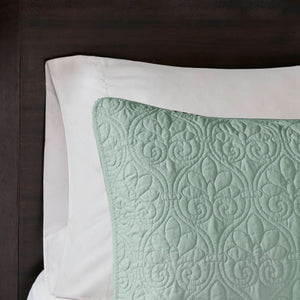 JLA Home Madison Park - 3 Reversible Quilt Set with Textured Stitching, Prewashed Cotton Fill, Antimicrobial Freshness, Machine Washable Seafoam MP13-154