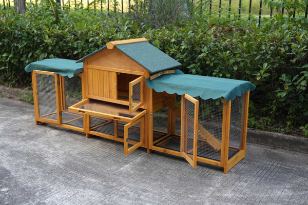 English Elm 45 Inch Solid Wood Outdoor Dog House with Elevated Floor and Waterproof Insulated Roof W1431P388072