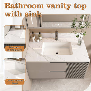 English Elm 37 Inch Marble Vanity Top - Elegant Bianco Carrara With Undermount Sink & 4" Backsplash For Style W2700P194074