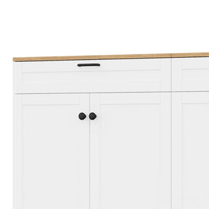 English Elm On-Trend 3-Piece Rustic Farmhouse Tv Stand With Adjustable Shelves & Storage For 70" Tvs, White N721S000045K-GIGA