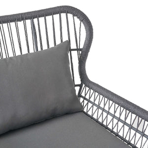 English Elm Christopher Knight Home® - SOUTHPORT Woven Rope Club Chair with Steel Frame, Water‑Resistant Cushions & Bohemian Outdoor Style Dark Gray 62329.00CGRY