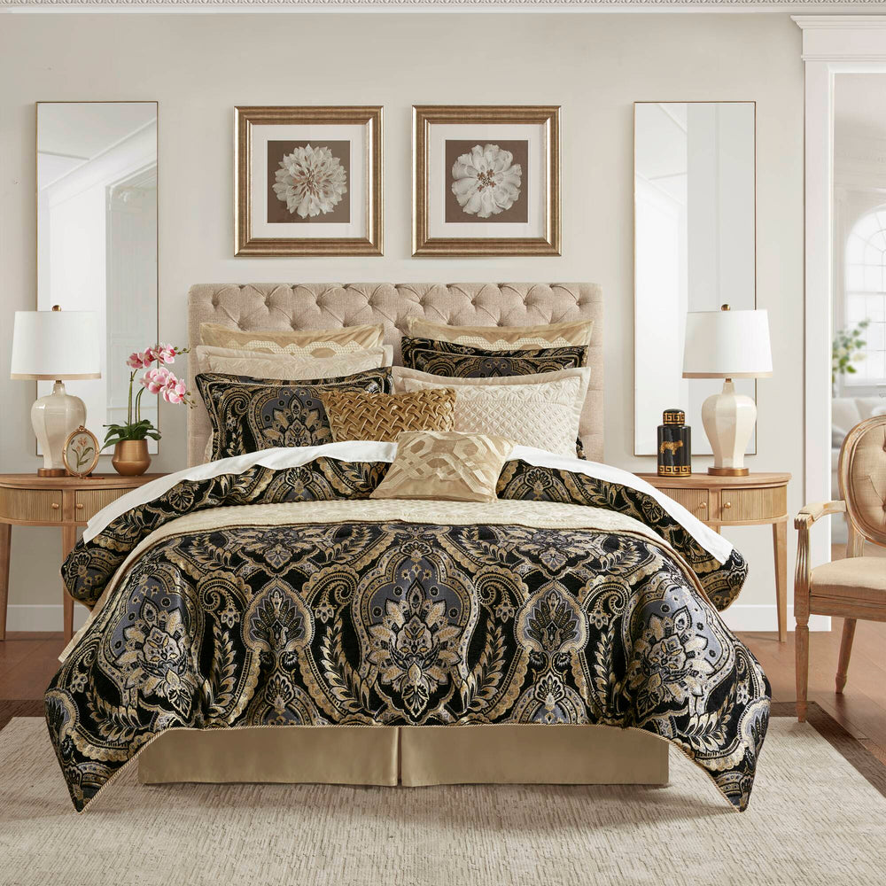 JLA Home Croscill Classics - Comforter Julius Baroque Jacquard with Chenille Texture, Luxe Gilded Tapestry Look for Bedrooms 96 L x 92 W x 1.5H CCL10-0068