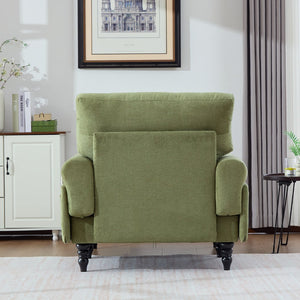 English Elm Modern Chenille Fabric Recliner Chaise Lounge Sofa with High-Resilience Foam, 550LB Capacity, Cozy Plush Backrest and Armrests for Living Room Relaxation Olive Green W395P371338