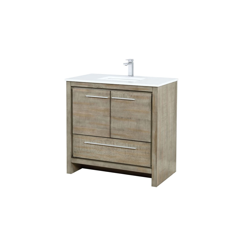 English Elm Rustic Acacia Bath Vanity With White Quartz Top & Chrome Faucet – Stylish Storage & Durable Design B2731P259193-GIGA