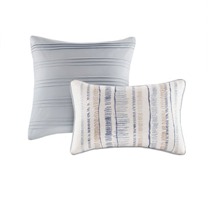 English Elm 8 Marina Seersucker Comforter & Quilt Set Full/Queen - Watercolor Stripe, Hypoallergenic, Layerable Blue 23.62 L x 18.9 W x 18.31 H B03597097