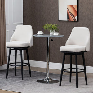 English Elm Homcom Swivel Barstools Set of 2 Foam Padded Linen Seats with Steel Frame W2225P229722