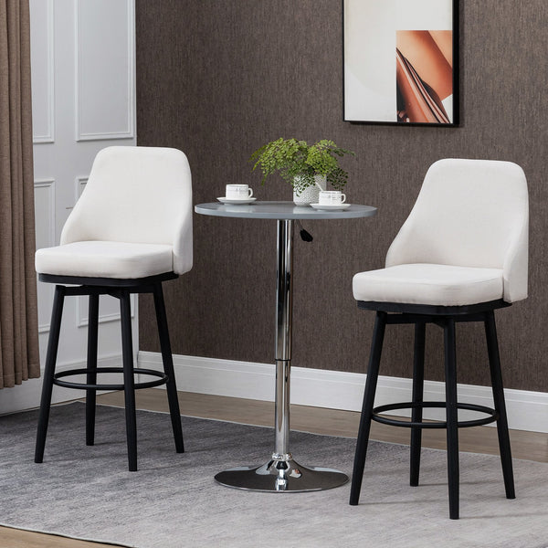 English Elm Homcom Swivel Barstools Set of 2 Foam Padded Linen Seats with Steel Frame W2225P229722
