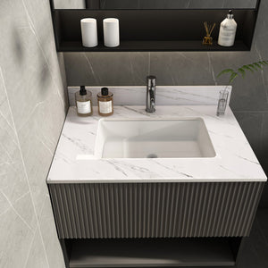 English Elm 31 Inch Marble Vanity Top - Premium Bianco Carrara Venato With Undermount Sink & 4" Backsplash W2700P194072