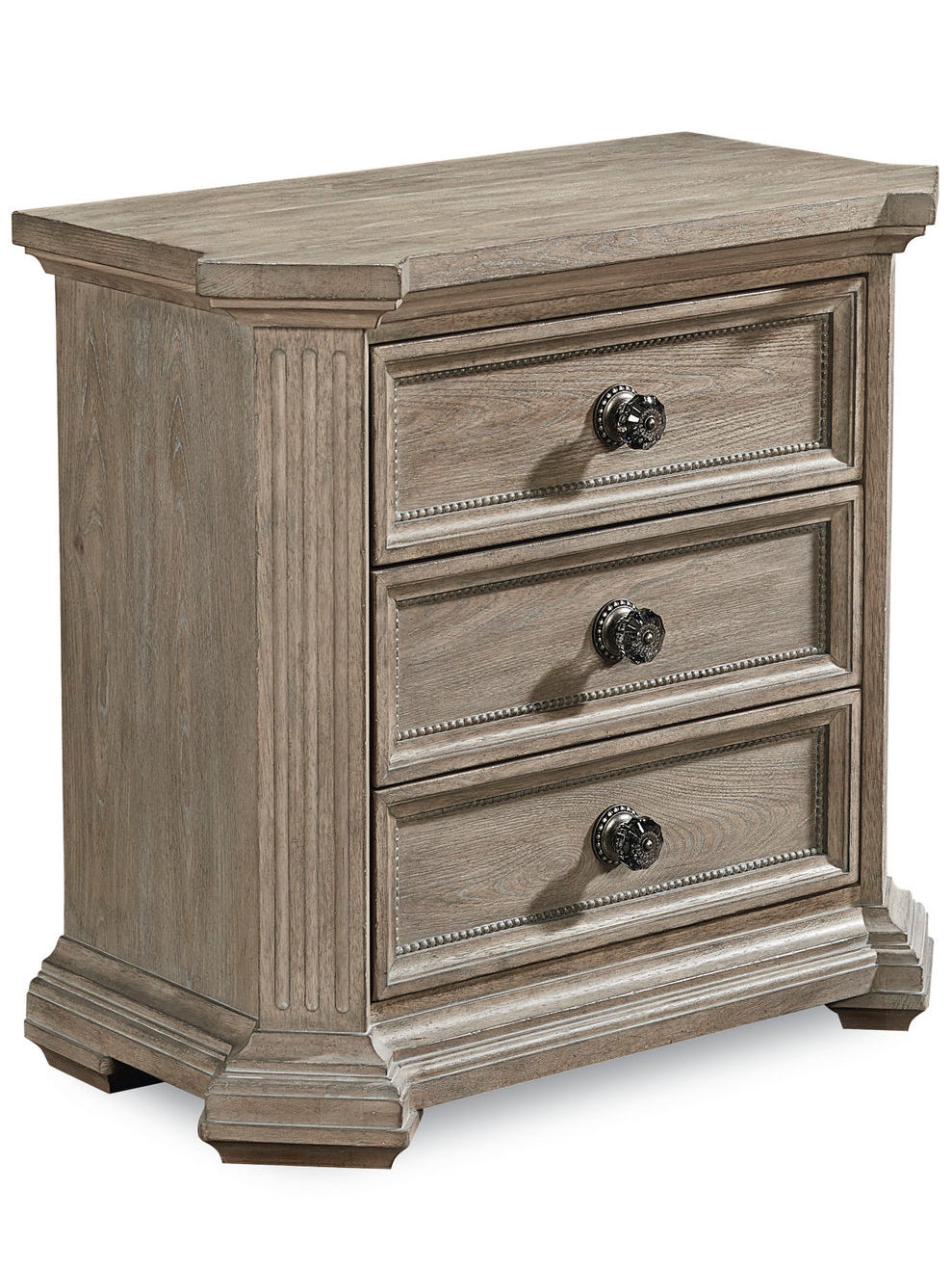A.R.T. Furniture Arch Cady Nightstand With Usb Ports - Elegant New Traditional Design In Parch Finish & 3 Drawers Brown, Gray Elm And Parrawood Solids,Cathedral Elm Veneers,Metal,Acrylic 233140-2802