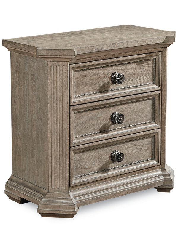 A.R.T. Furniture Arch Cady Nightstand With Usb Ports - Elegant New Traditional Design In Parch Finish & 3 Drawers Brown, Gray Elm And Parrawood Solids,Cathedral Elm Veneers,Metal,Acrylic 233140-2802