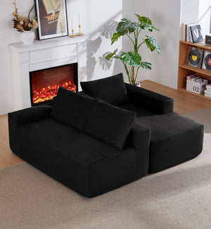 English Elm 104" Corduroy Modular Sectional Sofa with Chaise Side Pockets Ready for Living Rooms W3975S00048