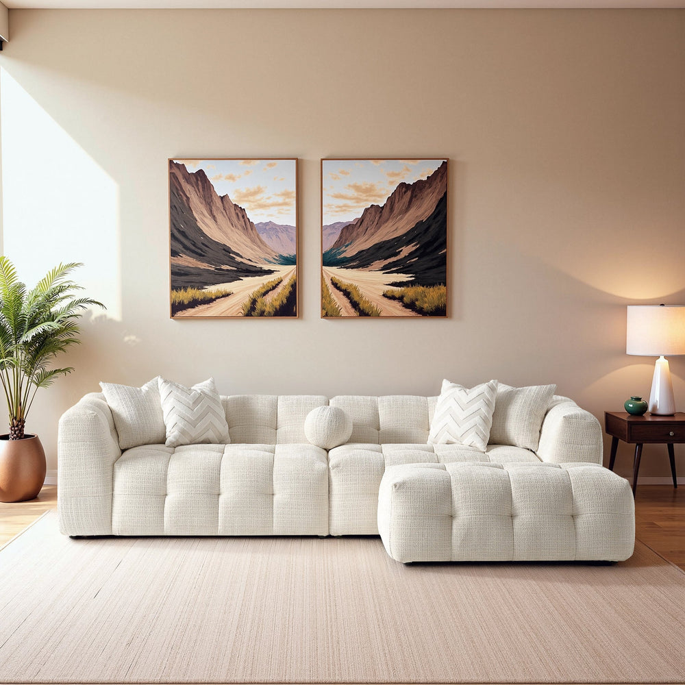 English Elm Alana Biscuit Tufted Chenille Modular Sectional with Configurable Living Room Layout B183S00221