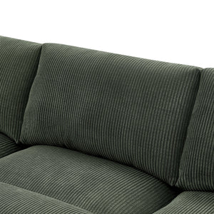 English Elm Corduroy Modular Sectional Sofa with Dual Ottomans for Flexible Living Room Seating Dark Green B2748S00023