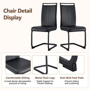 English Elm Table And Chair Set - Modern 71" White Grain Dining Table With Built-In Storage & 6 Black Pu Chairs W1151S04274-GIGA