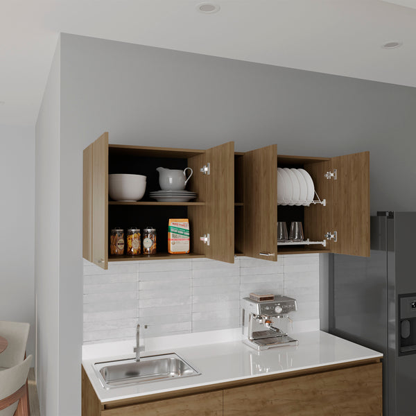 English Elm Wall Cabinet sleek 47.2" W x 23.6" H engineered wood wall-mounted storage with four doors, shelves, organizer and eco-safe compliance Natural Wood 62.2 L x 18.5 W x 4.72 H B097P296842