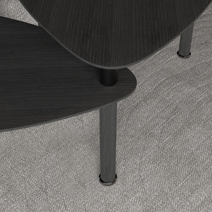 English Elm 360 Rotatable Sintered Stone Top Coffee Table with Sliding Function, Modern Marble-Look Surface & Wood Legs Black W2899P372756