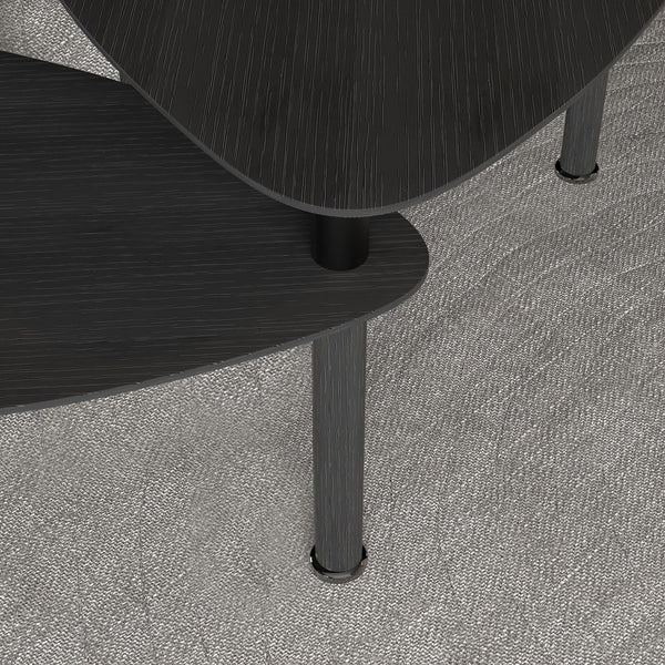 English Elm 360 Rotatable Sintered Stone Top Coffee Table with Sliding Function, Modern Marble-Look Surface & Wood Legs Black W2899P372756