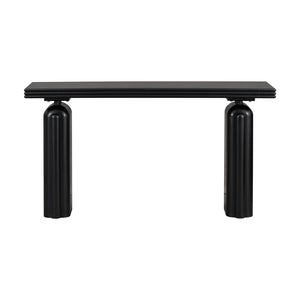 English Elm U_style Acacia Veneer Console Table Curved Silhouette for Entryway Hallway Foyer Black N711P235894B