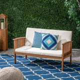 Christopher Knight Home® Acacia Wood Love Seat with Slat Panel Design | Weather Resistant Outdoor Furniture for Cozy Conversations | 53.25