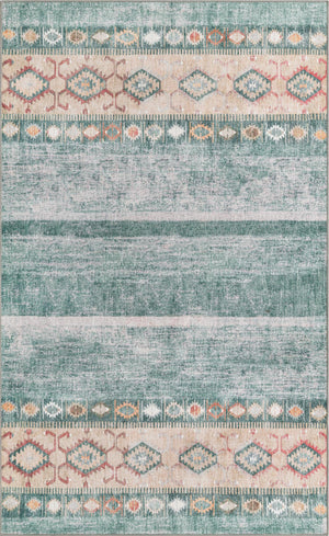 Unique Loom Timeless Verona Machine Made Geometric Rug Green, Brown/Ivory/Gray 5' 1" x 8' 0"