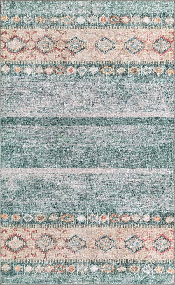 Unique Loom Timeless Verona Machine Made Geometric Rug Green, Brown/Ivory/Gray 5' 1" x 8' 0"